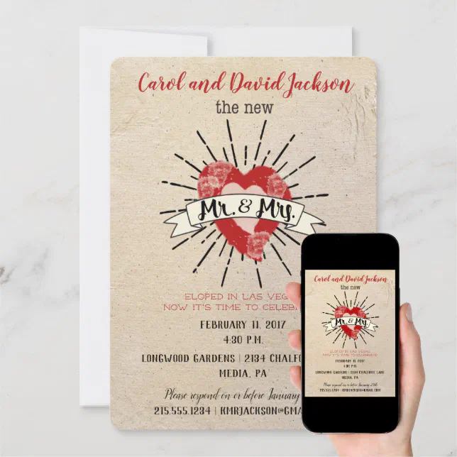 Tattoo Style Elopement Announcement and Party | Zazzle