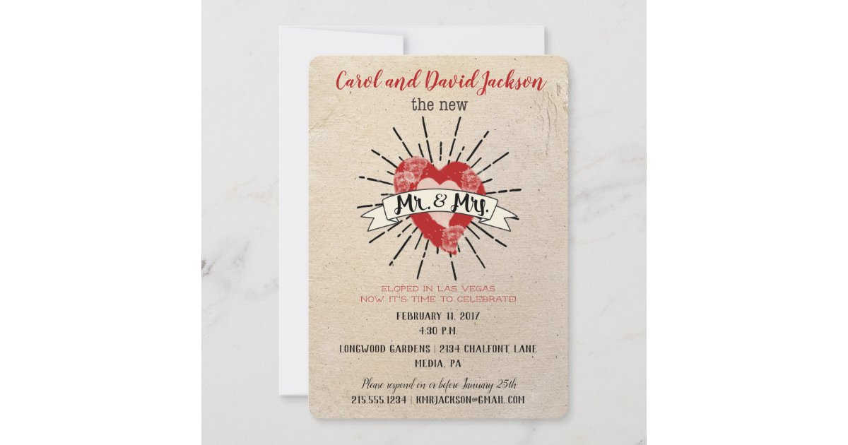 Tattoo Style Elopement Announcement and Party | Zazzle