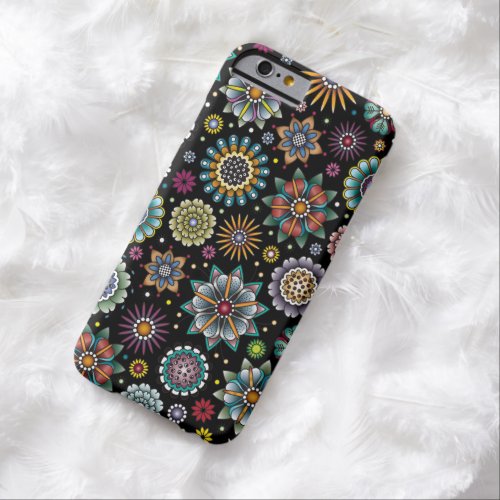 Tattoo Style Flower Doodle Pattern Black Barely There iPhone 6 Case