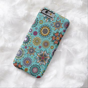 Tattoo Style Flower Doodle Pattern Blue Barely There Iphone 6 Case by AnyTownArt at Zazzle