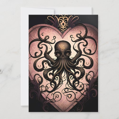 Tattoo style gothic octopus holiday card