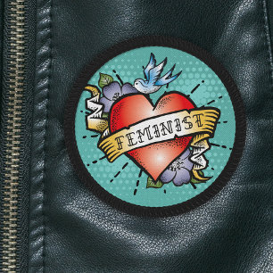 Tattoo Style Heart Feminist on Aqua Patch