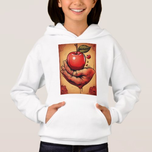Tattoo style image of an red apple being squeezed  hoodie