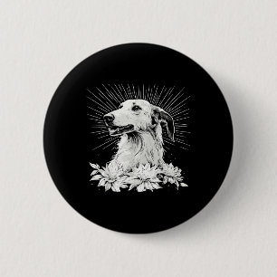 Tattoo Style Lover Borzoi Retro Dog  Button