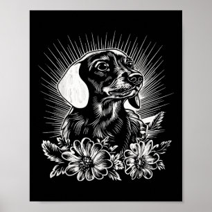 Tattoo Style Lover Dachshund Retro Dog _1 Poster