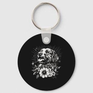 Tattoo Style Lover Golden Retriever Retro Dog Keychain