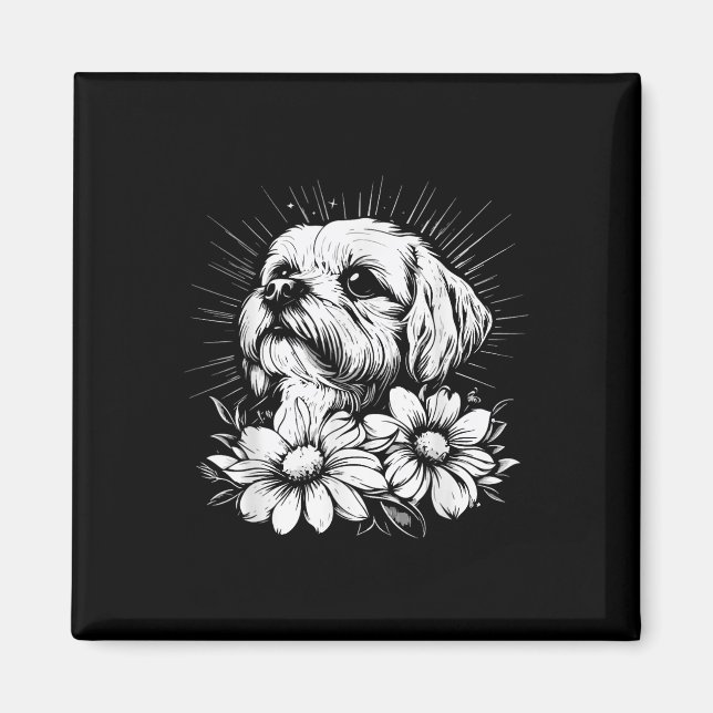 Tattoo Style Lover Maltese Retro Dog _1  Magnet (Front)
