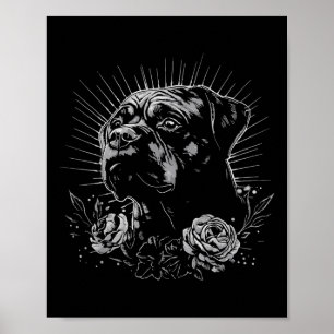 Tattoo Style Lover Rottweiler Retro Dog Poster