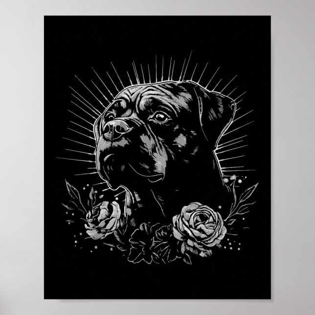 Tattoo Style Lover Rottweiler Retro Dog  Poster (Front)