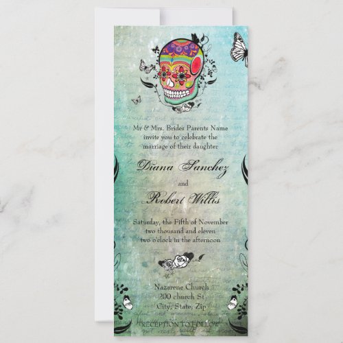 Tattoo Style Muerte Skull and Flourishes Invite