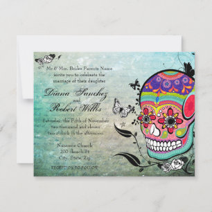 Tattoo Style Muerte skull and Flourishes Invite