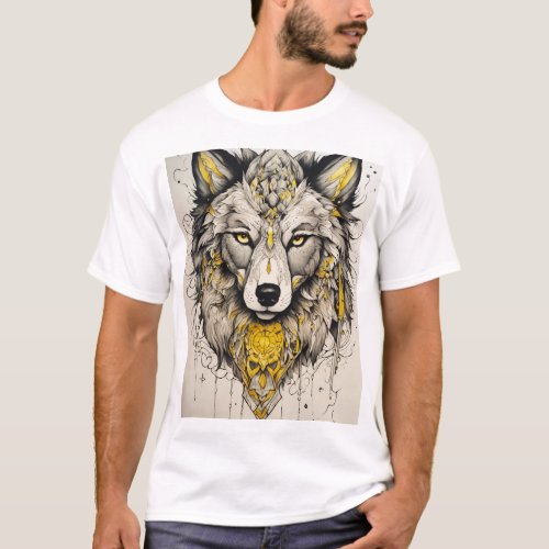 tattoo style of an image of magical wolf T_Shirt