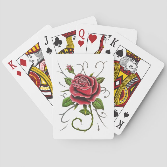 “Tattoo Style Red Rose” Poker Cards (Back)