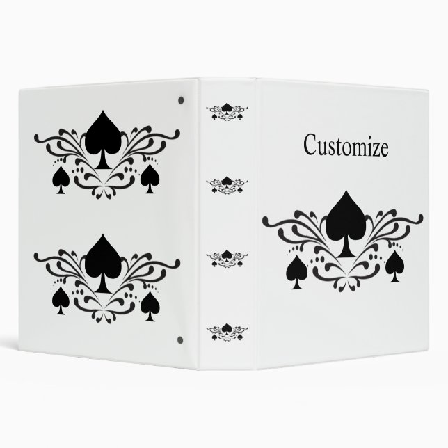 Tattoo-style Scroll Black Spades Thunder_Cove 3 Ring Binder (Background)