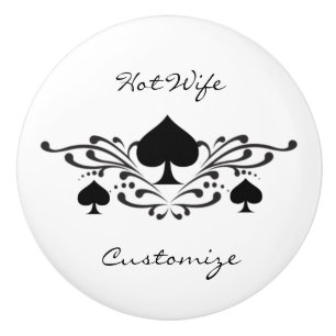 Tattoo-style Scroll Black Spades Thunder_Cove Ceramic Knob