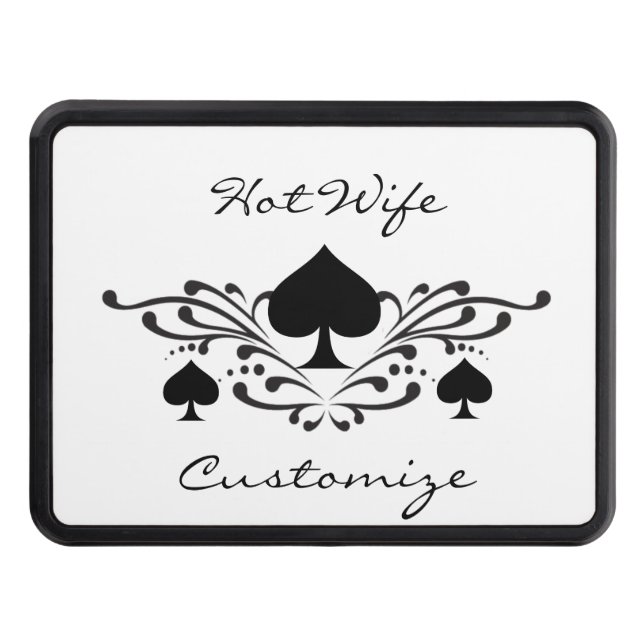 Tattoo-style Scroll Black Spades Thunder_Cove Hitch Cover (Front)