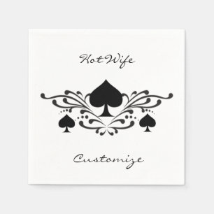 Tattoo-style Scroll Black Spades Thunder_Cove Napkins