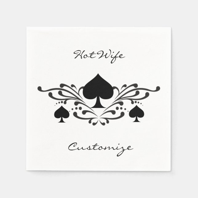 Tattoo-style Scroll Black Spades Thunder_Cove Napkins (Front)