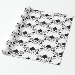 Tattoo-style Scroll Black Spades Thunder_Cove Wrapping Paper