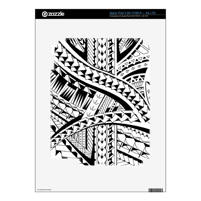 Tattoo style skin with Samoan inspired patterns Skins For iPad 3