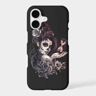 Tattoo Style Sugar Skull Girl with Bird Tote Bag iPhone 17 Case