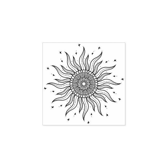 Tattoo Sun Rubber Stamp