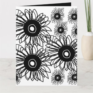 Tattoo Sunflower Floral Black White Tattoo Flower Card