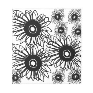 Tattoo Sunflower Floral Black White Tattoo Flower Notepad