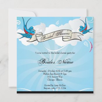 Tattoo Swallows And Scroll Bridal Shower Invite by oddlotpaperie at Zazzle