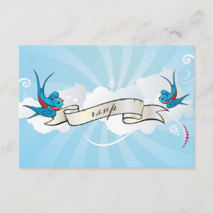 Tattoo Swallows and Scroll Reception card