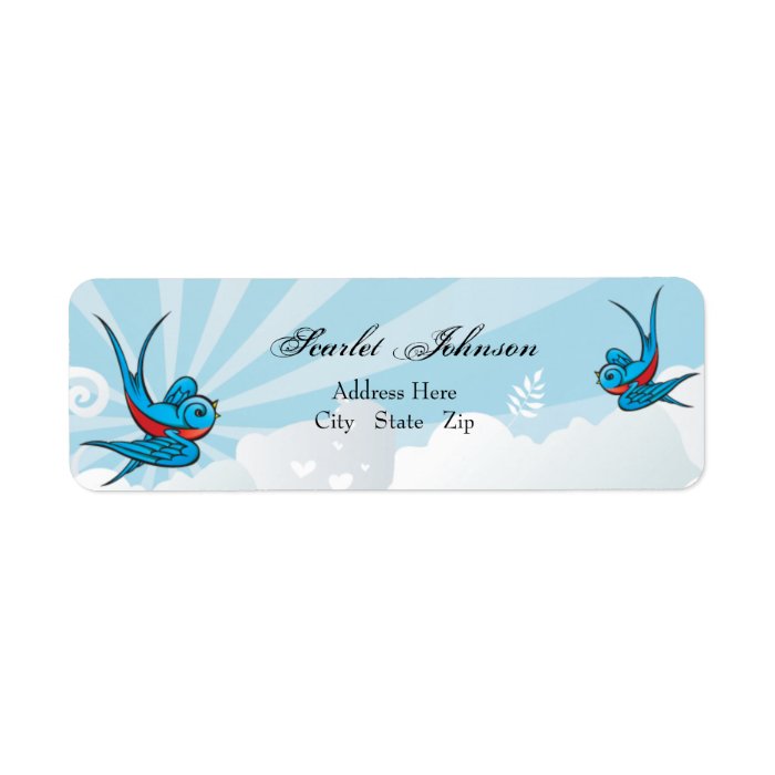 Tattoo Swallows and Scroll Urban Address Labels