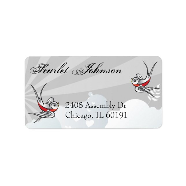 Tattoo Swallows and Scroll Urban Address Labels (Front)