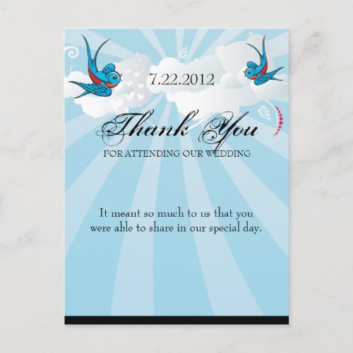 Tattoo Swallows and Scroll Urban Thank You Postcard