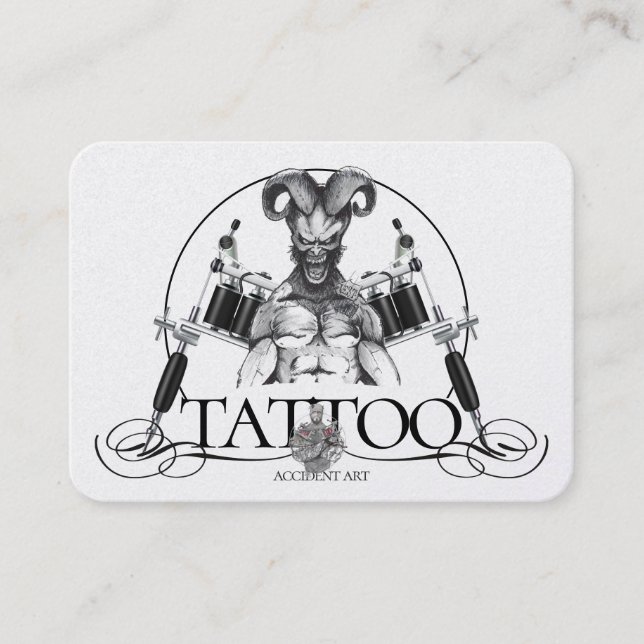 Tattoo Template Mighty, 3.5" x 2.5"   Business Car Business Card (Front)