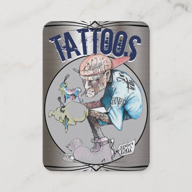 Tattoo Template Mighty, 3.5" x 2.5"   Business Car Business Card (Front)