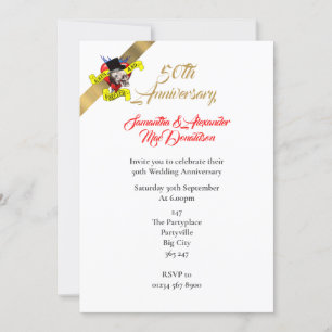 Tattoo themed 50th wedding anniversary invitation