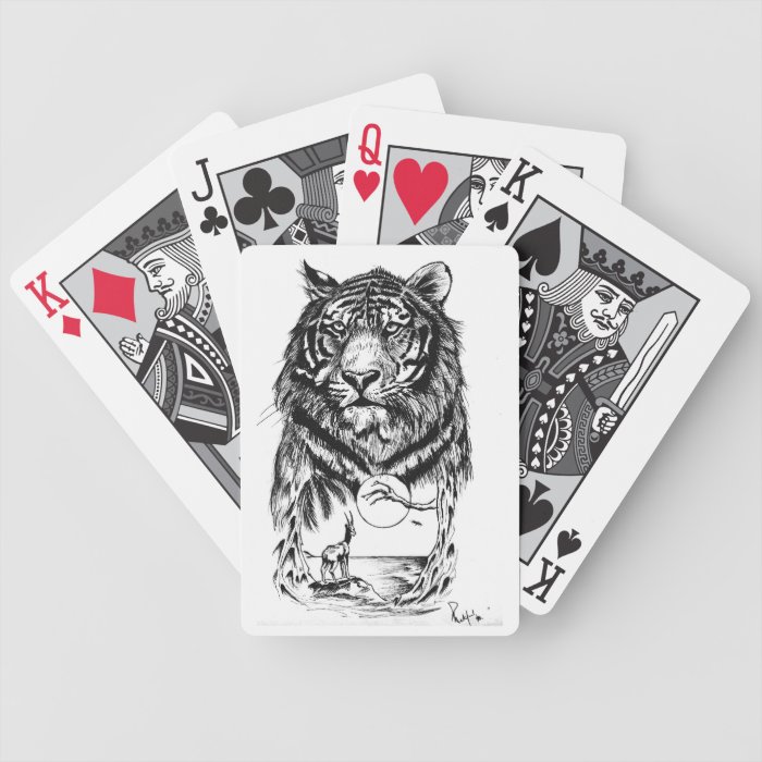 Tattoo Tiger Art Playing Cards