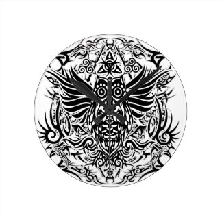 owl tattoo wall clocks zazzle owl tattoo wall clocks zazzle
