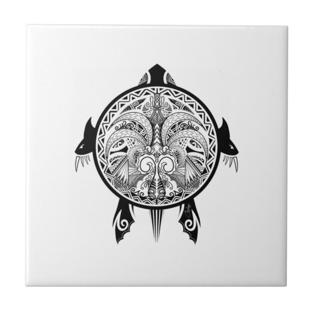 Tattoo Tribal Turtle Tile (Front)