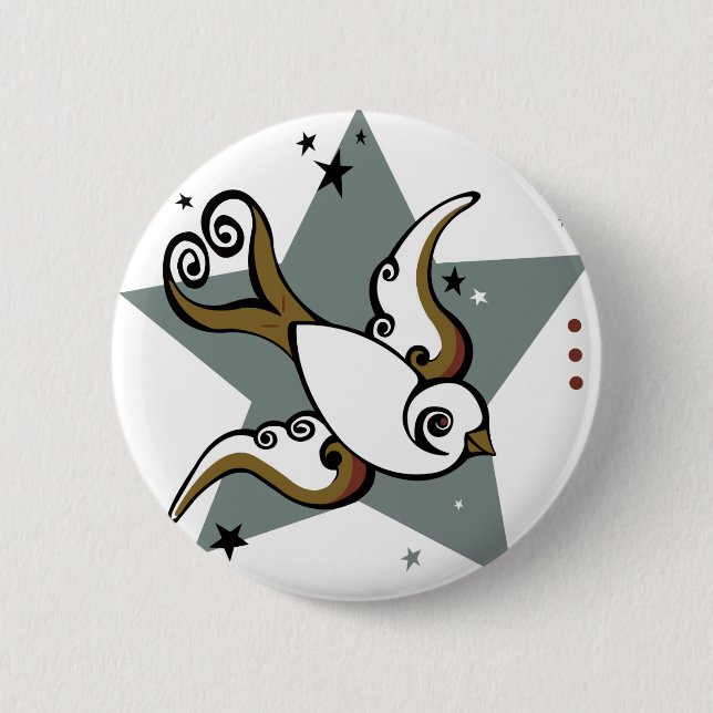 Tattoo Urban Swallow Bird Design Button (Front)