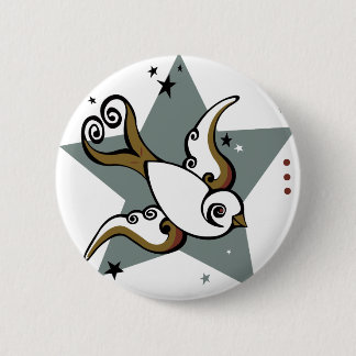 Tattoo Urban Swallow Bird Design Button