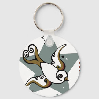 Tattoo Urban Swallow Bird Design Keychain