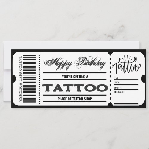 Tattoo Voucher Certificate Ticket Gift Card
