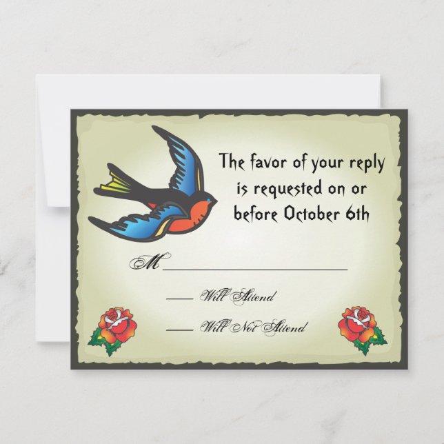 Tattoo Wedding RSVP Card (Front)