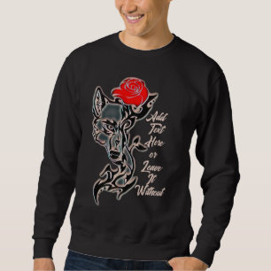 Tattoo Wolf Head and Red Rose Sweatshirt