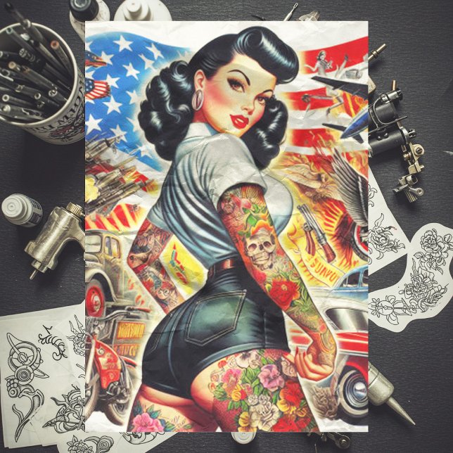 Tattooed American Pin-up Tissue Paper (Creator Uploaded)