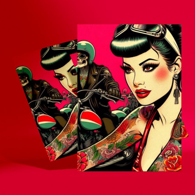 Tattooed Biker Girl Postcard (Creator Uploaded)