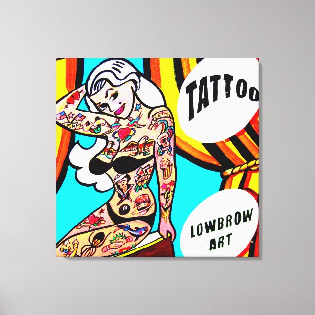 tattooed blonde wrapped canvas print (Front)