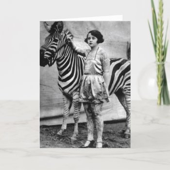 Tattooed Circus Lady And Zebra Card - Blank Inside by Joslyn1986 at Zazzle