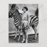 Tattooed Circus Lady And Zebra Postcard at Zazzle